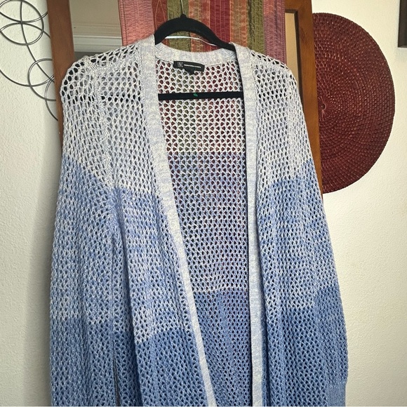 INC International Concepts Blue Ombré Open Knit Sweater Duster size PXL - Picture 3 of 7